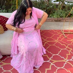 Elegant Pink Embroidered Lehenga